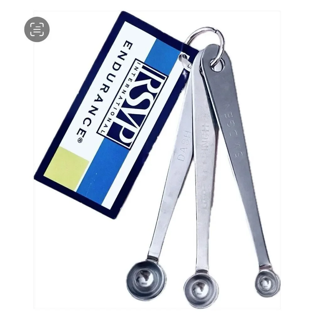 NWT RSVP Gorgeous 3 Pcs Stainless Steel Measuring Spoons ,Smidgen, Dash, Pinch